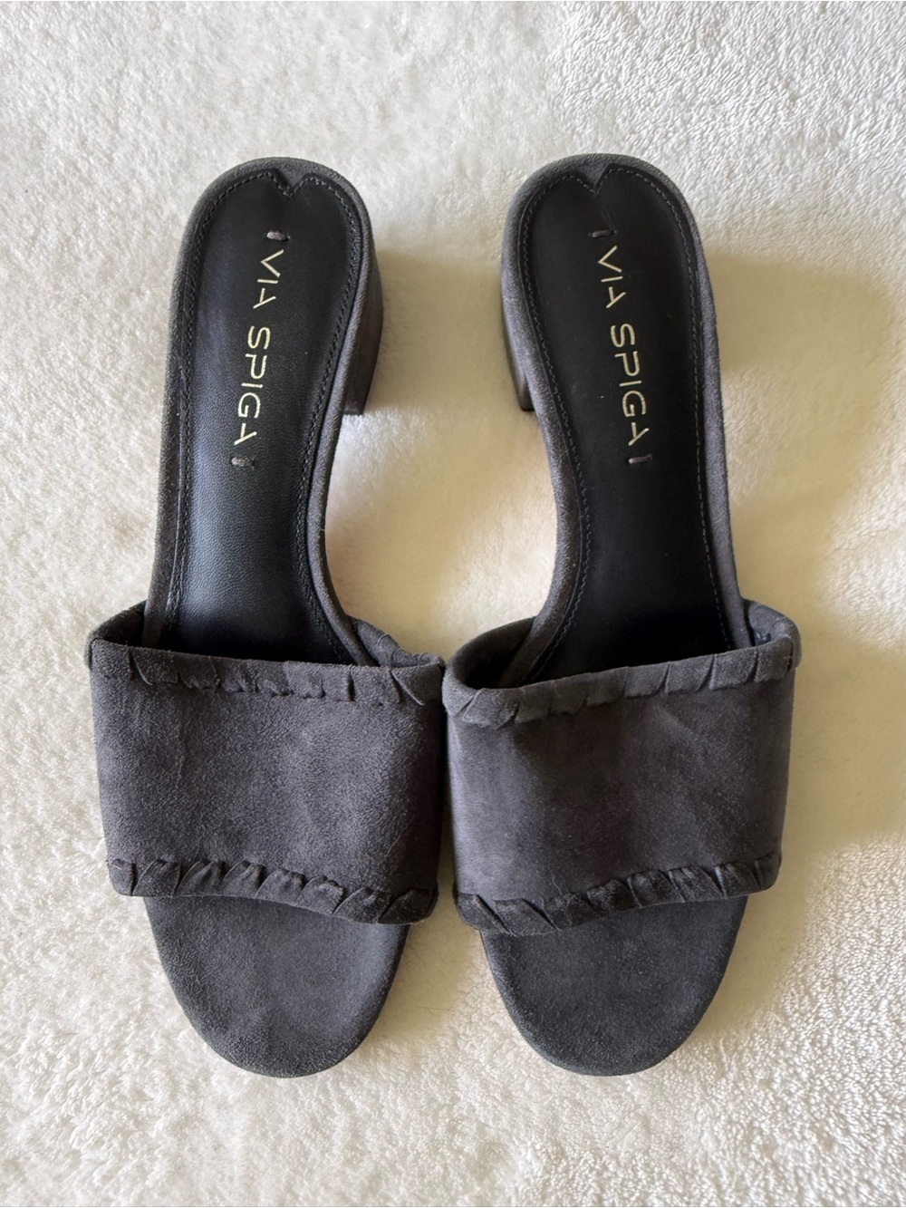 New Via Spiga Charcoal Suede Slide Sandals - Never worn